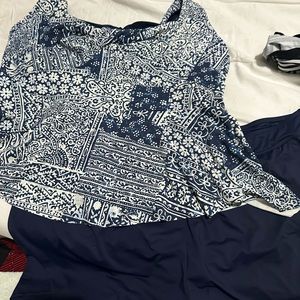 Lands End 20W Chlorine Resistant Peplum Underwire Tankini w/ Adjustable Straps